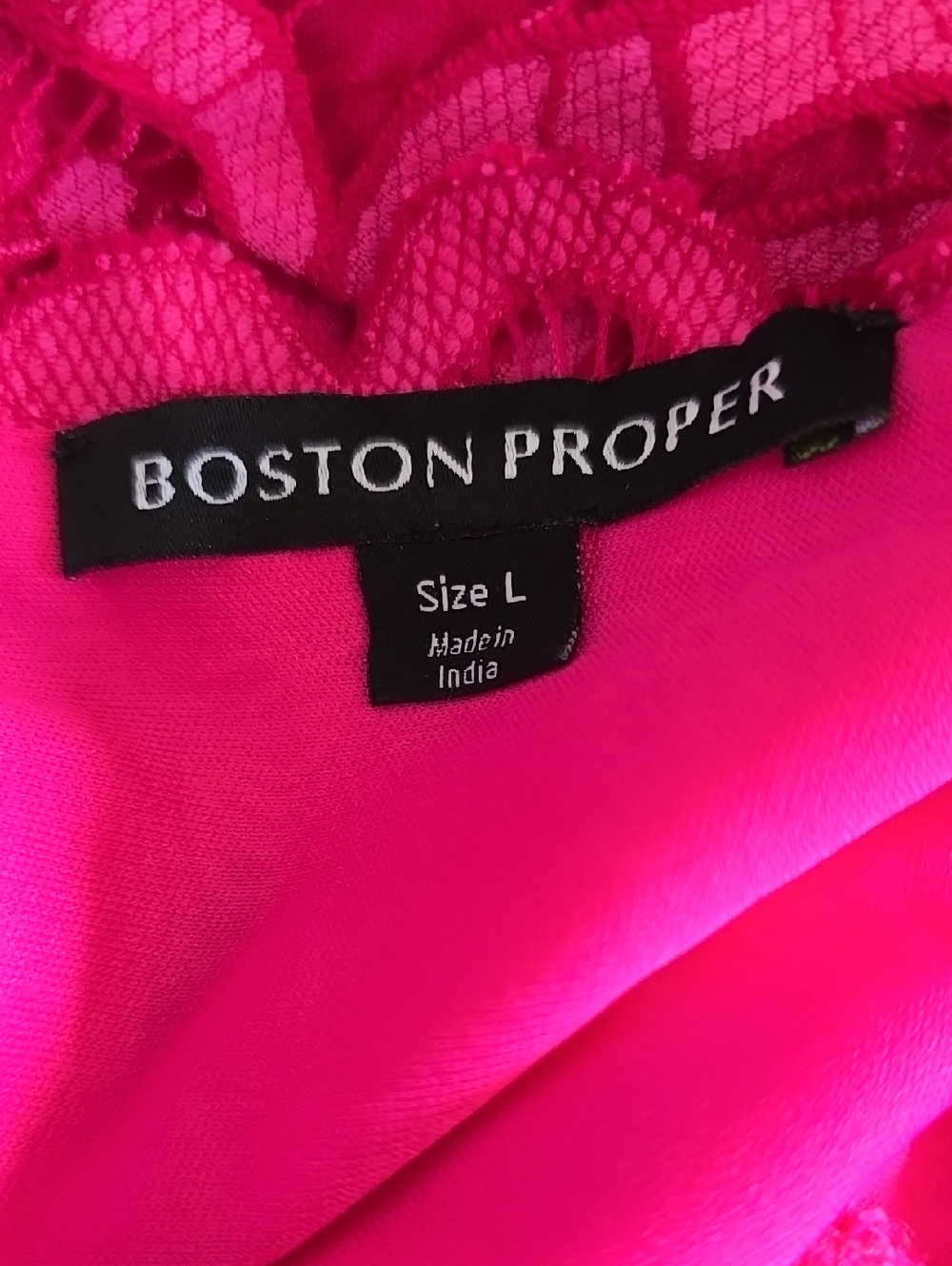 Boston Proper Very Berry Lace V-Neck Maxi Dress w Fringe Hem Sleeveless L NWT - Picture 9 of 11